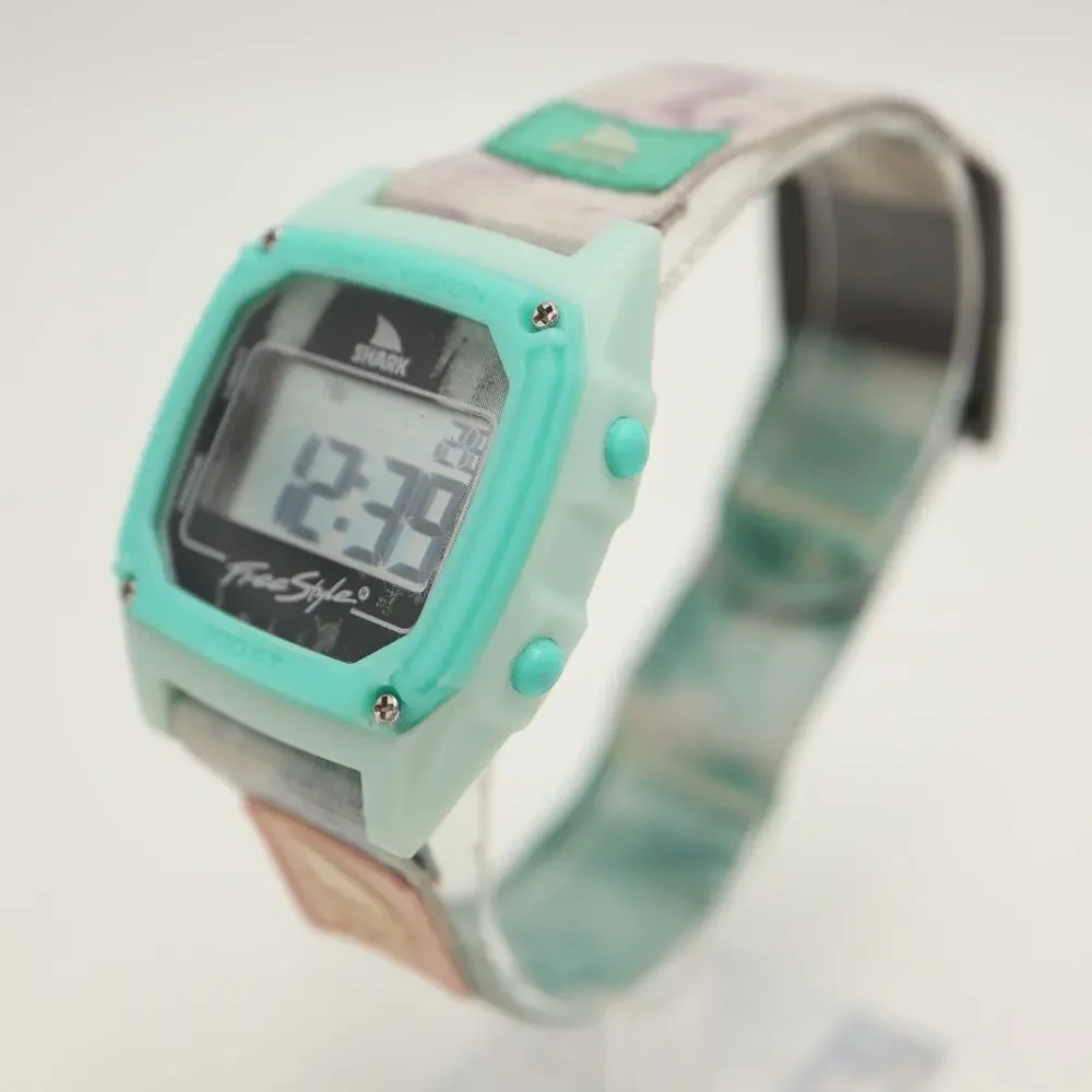 Freestyle Shark Clip Digital Watch 38mm Light Blue Nylon Strap with New Battery